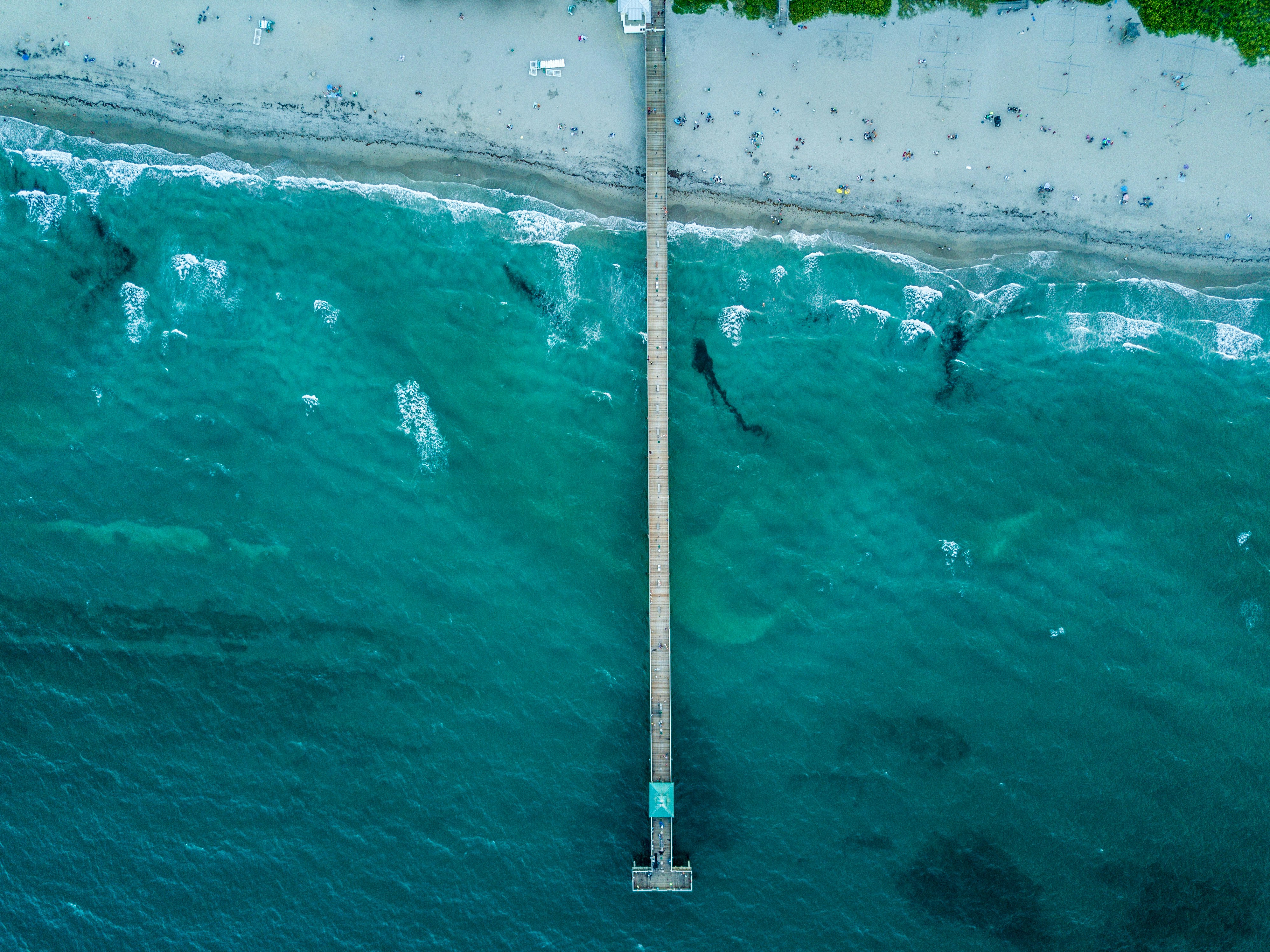 bird's eye view of brown dock